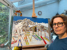 Load image into Gallery viewer, The Chez Croux in Courmayeur with Monte Bianco Painting