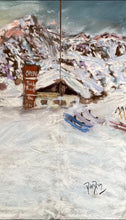 Load image into Gallery viewer, Painting of End of the Ski Day in Val Veny, Courmayeur Mont Blanc.