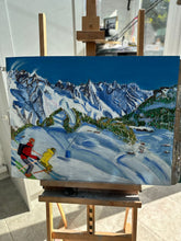 Load image into Gallery viewer, Skiing in Courmayeur Soft Pastels Painting (Aretu Wall)