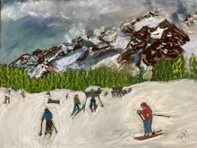 Load image into Gallery viewer, Kids skiing in Courmayeur, behind Maison Vielle