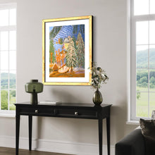 Load image into Gallery viewer, Vail Village Clock and Wooden Bridge with Christmas Lights