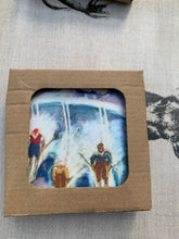 Load image into Gallery viewer, Melamine coasters/alpine melamine coasters/ski coasters/ set of 4 coasters/stocking fillers/ housewarming gift/alpine coasters/ski scene