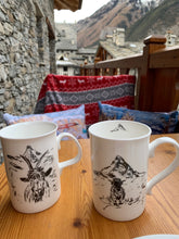 Load image into Gallery viewer, Fine bone china mug/ mountain goat cup/ alpine/ Matterhorn/alpine scene mug/housewarming gift/ christmas gift/ gifts for her/gifts for him Active