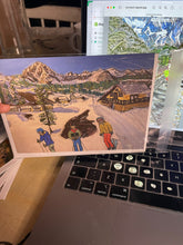 Load image into Gallery viewer, Mother and Kids skiing in Courmayeur Greeting Card 5"x7"