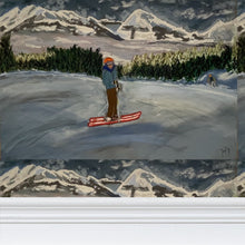 Load image into Gallery viewer, Repeat Pattern Wallpaper of Lone Skier with Inversion in Pila
