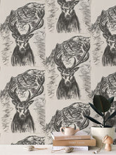 Load image into Gallery viewer, Deer with Monte Bianco Repeat Pattern Wallpaper
