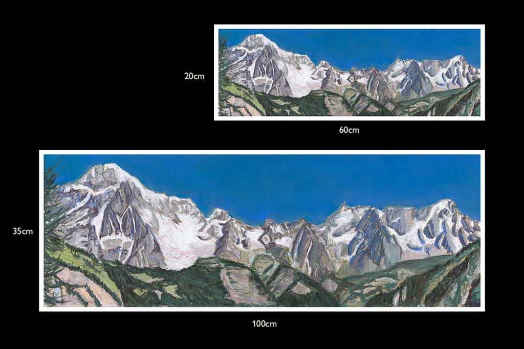 Limited Edition of Ten Giclee Prints of Catena di Monte Bianco in two sizes.