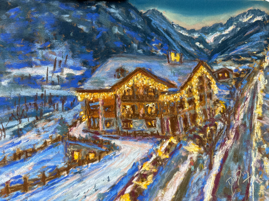 Les Montagnards Pastel Painting