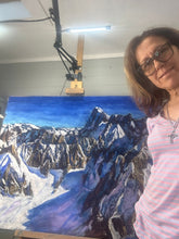 Load image into Gallery viewer, The View from the Aiguille du Midi towards the Grandes Jorasses II Soft Pastels Painting
