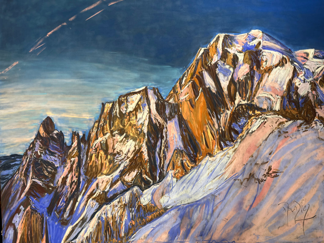 The Monte Bianco as seen from Skyway Monte Bianco Soft Pastels Painting