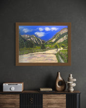 Load image into Gallery viewer, Walking the Vineyards of Morgex with views to Tête du Grand Mont Soft Pastels Painting
