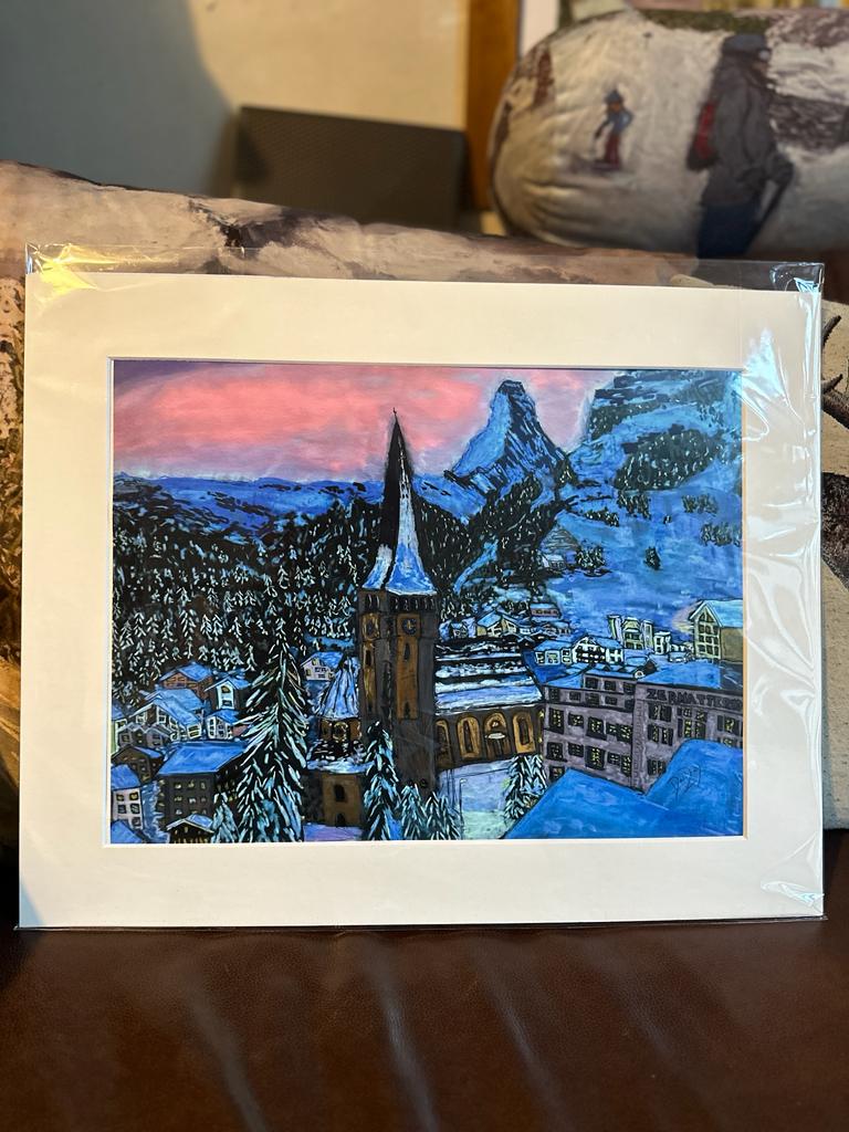 Limited Edition Giclée Prints of Zermatt at Dusk #2 in different sizes