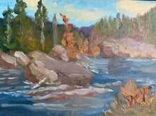 Load image into Gallery viewer, The Big Rock on the River Oil Painting
