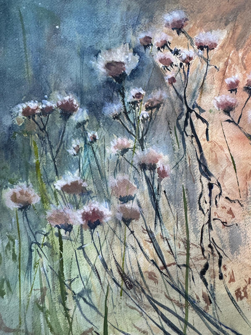 Frosty Flowers Watercolours Painting