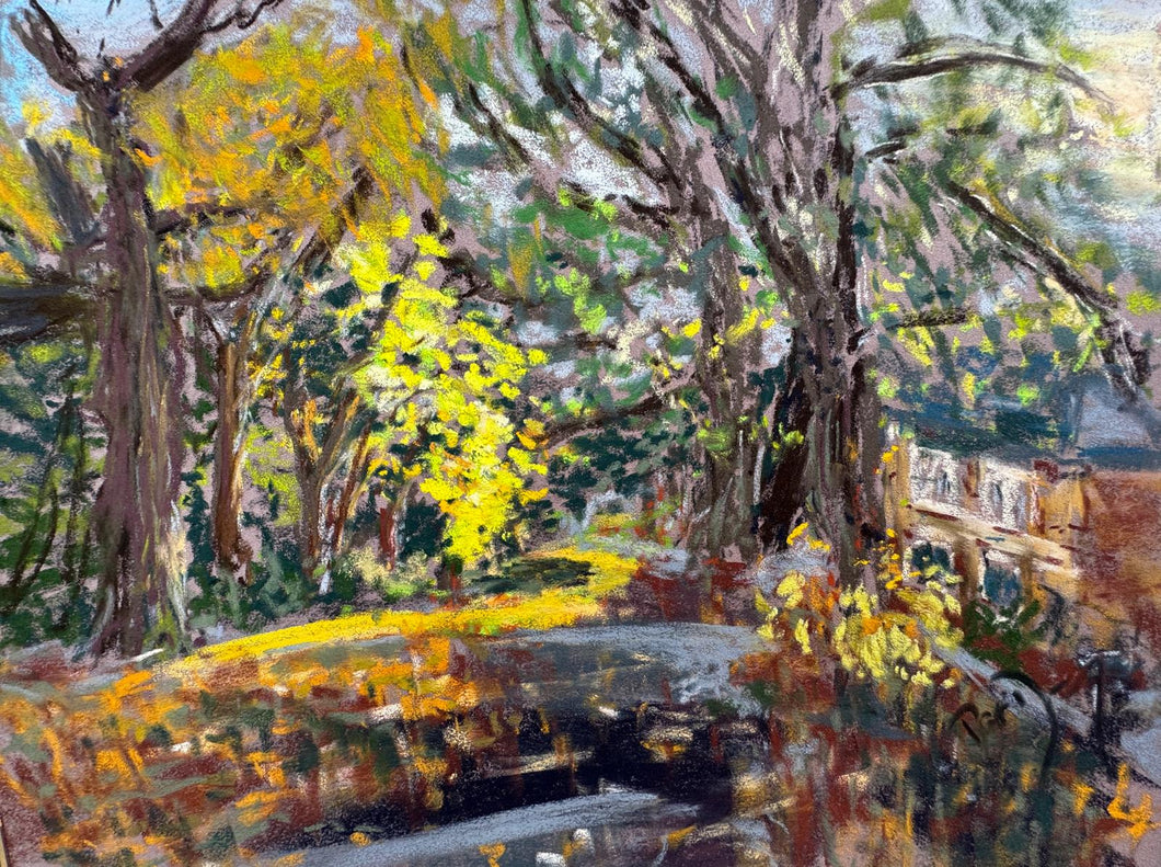 Manor House Gardens #2 in Autumn Soft Pastels Plein Air Painting