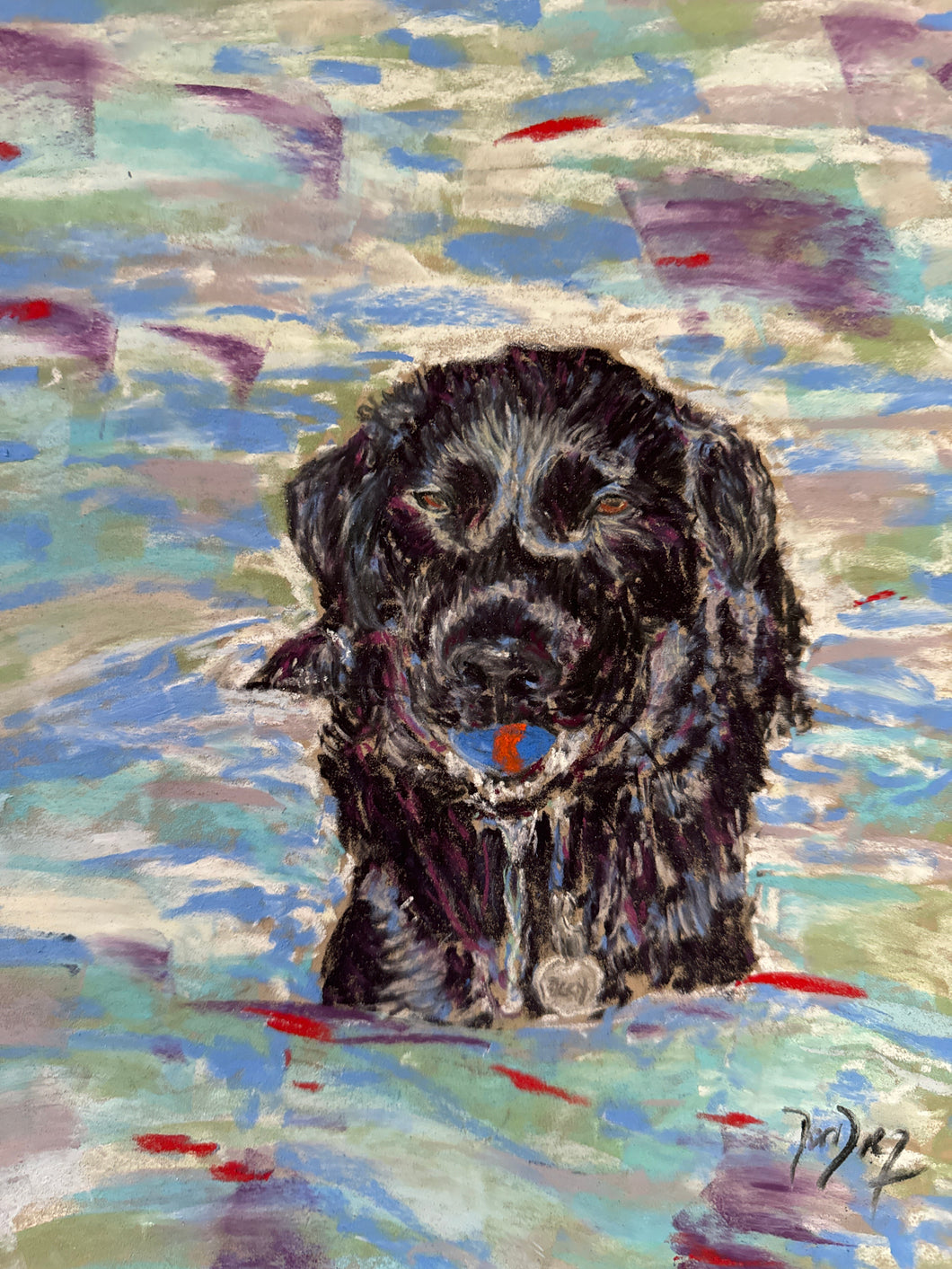 Ozzy in the Dora Baltea Pastel Painting