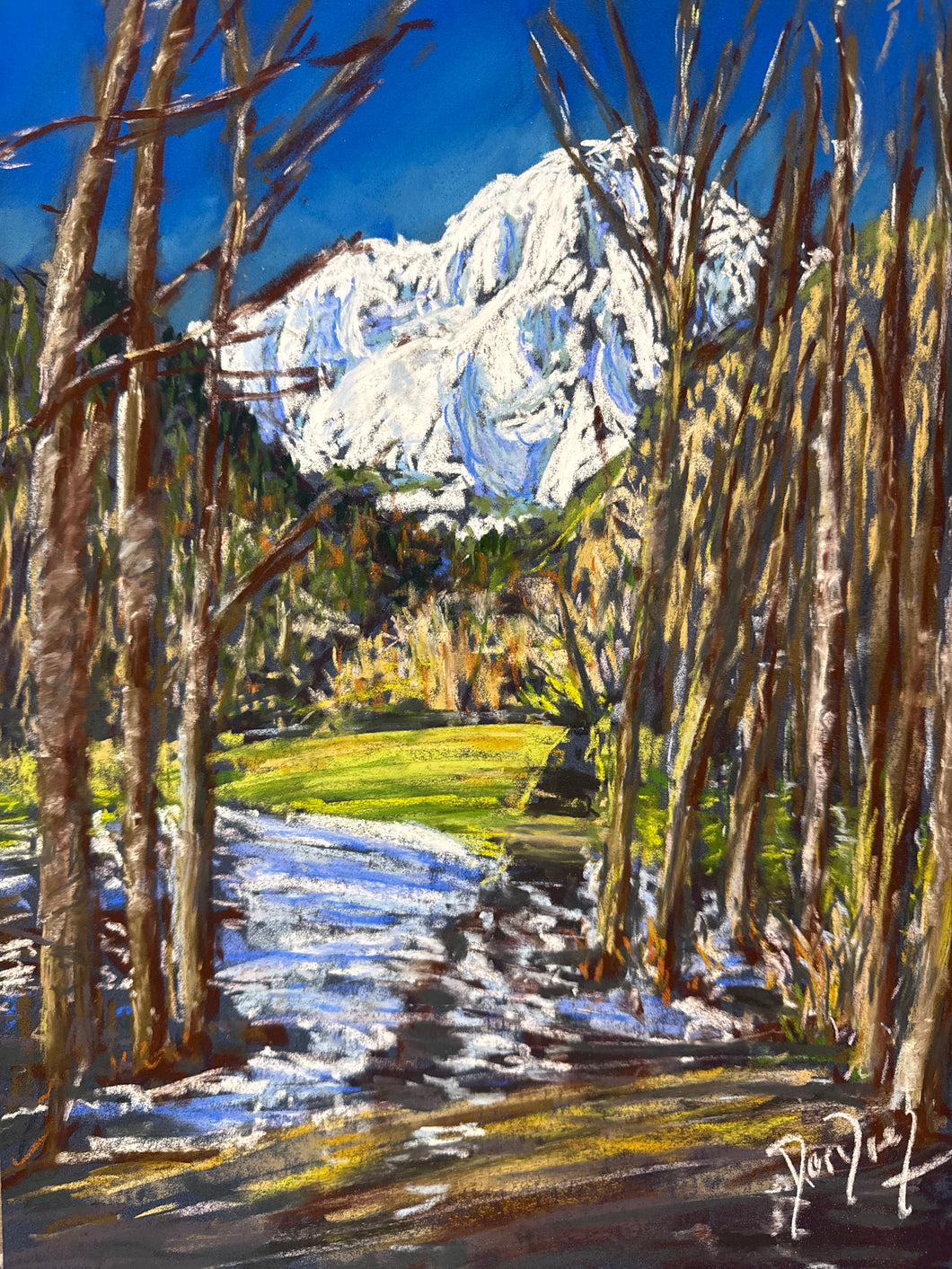 Monte Bianco seen from Pautex Pastel Painting
