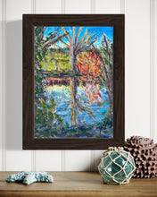 Load image into Gallery viewer, Tree reflection in Manor House Gardens Plein Air Soft Pastels Painting
