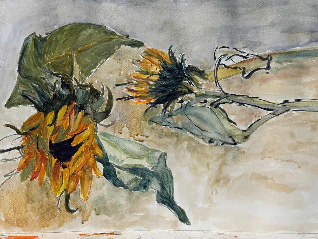 Sunflowers – Watercolour and Gouache