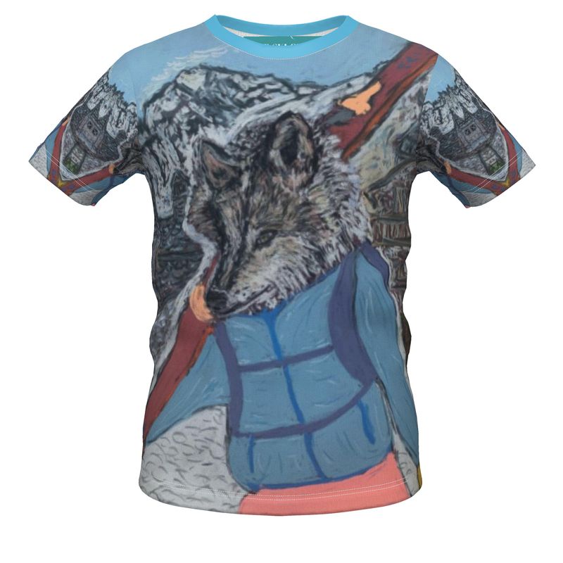Wolf in Skis in Entrèves Courmayeur Mont Blanc boys' premium t-shirt