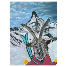 Load image into Gallery viewer, Mountain Goat on skis in Zermatt with Matterhorn boys-t-shirt
