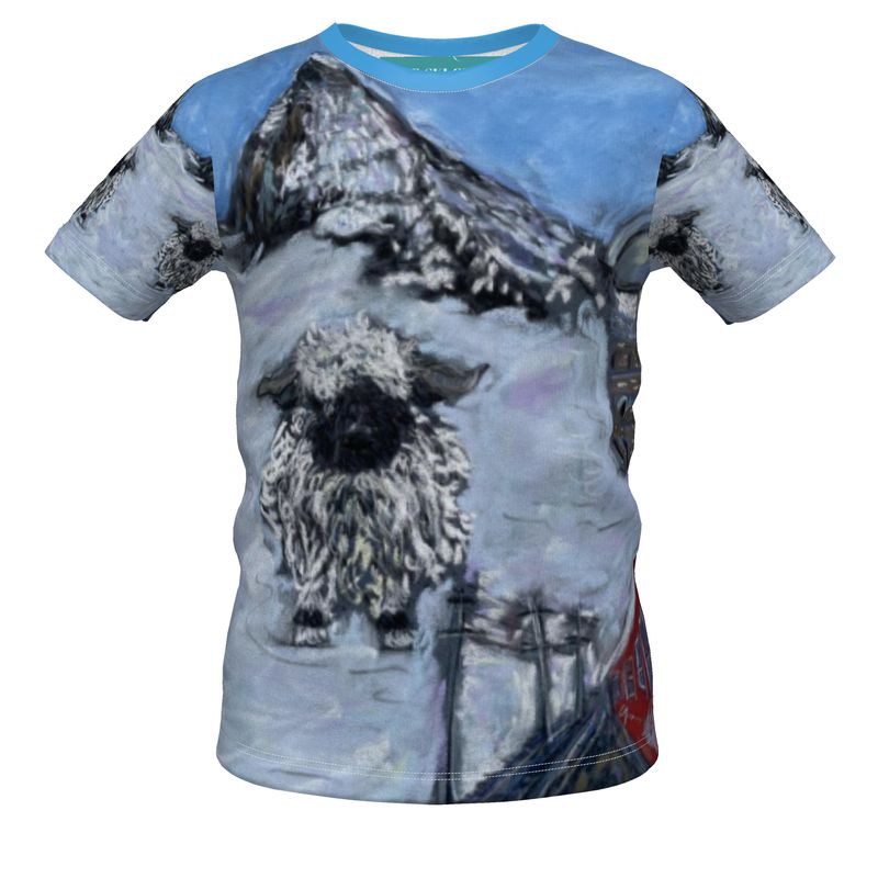 Boys premium t-shirt with a black-head sheep in the Gornergrat with the Matterhorn