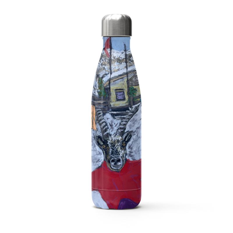 A skier mountain goat thermal bottle in Cervinia