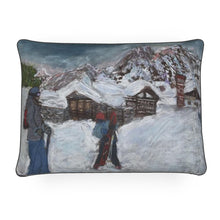 Load image into Gallery viewer, End of Ski Day in Val Venny rectangular cushion
