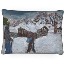 Load image into Gallery viewer, End of Ski Day in Val Venny rectangular cushion
