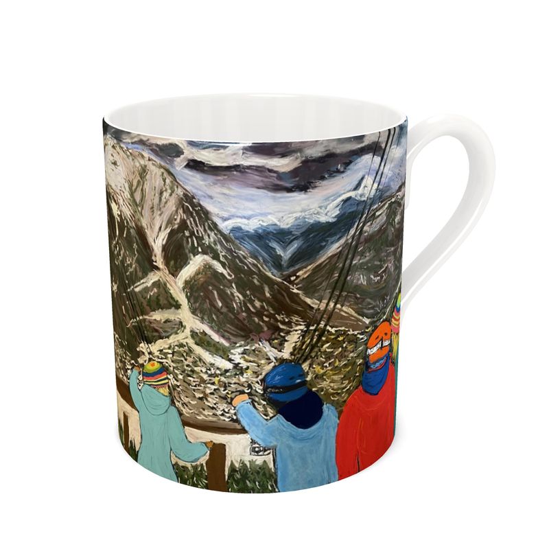 Kids Waiting for the Funicular Bone China Mug