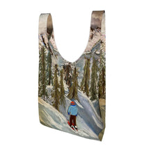 Load image into Gallery viewer, A Parachute Shopping Bag with a Lone Skier in Courmayeur Mont Blanc
