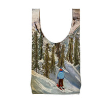 Load image into Gallery viewer, A Parachute Shopping Bag with a Lone Skier in Courmayeur Mont Blanc
