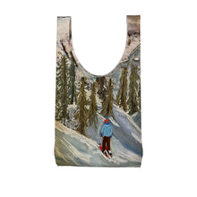 Load image into Gallery viewer, A Parachute Shopping Bag with a Lone Skier in Courmayeur Mont Blanc
