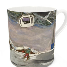 Load image into Gallery viewer, Kids Skiing in Pila with Cable Car Bone China Mug
