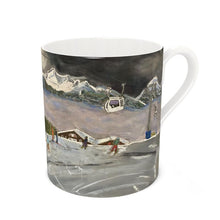 Load image into Gallery viewer, The Pila Cable Car Skiing Scene Bone China Mug
