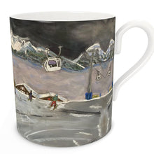 Load image into Gallery viewer, The Pila Cable Car Skiing Scene Bone China Mug
