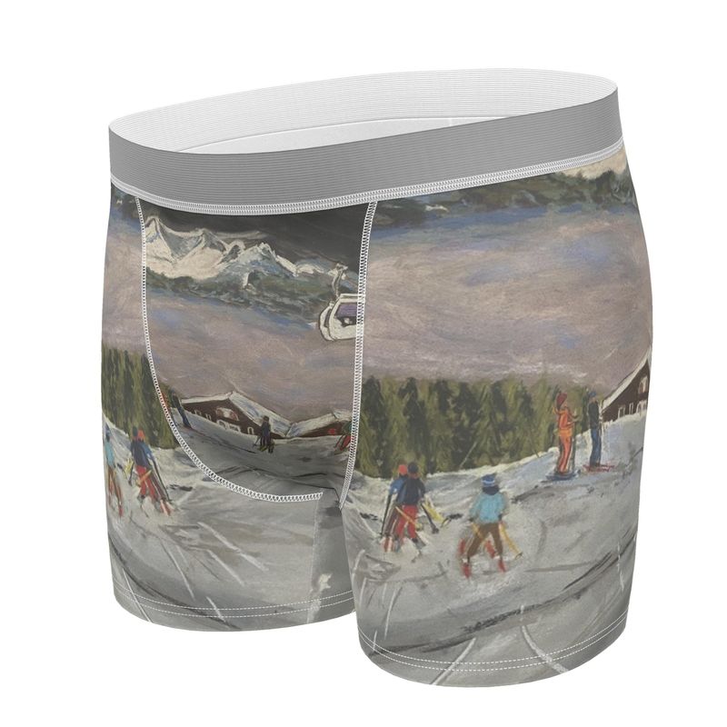 Men's Briefs with Skiers in the Resort of Pila in the Aosta Valley