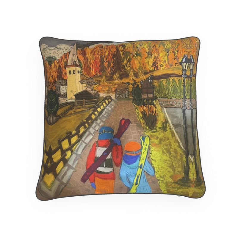 Searching for the First Snow in Rhèmes-Notre-Dame Luxury Cushion