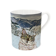 Load image into Gallery viewer, Bengal Cat in the Alps Bone China Mug
