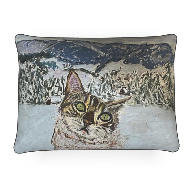 Bengal Cat in the Alps Rectangular Cushion