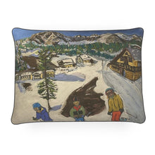 Load image into Gallery viewer, The Monte Bianco Mum Skiing with Kids Rectangular Luxury Cushion
