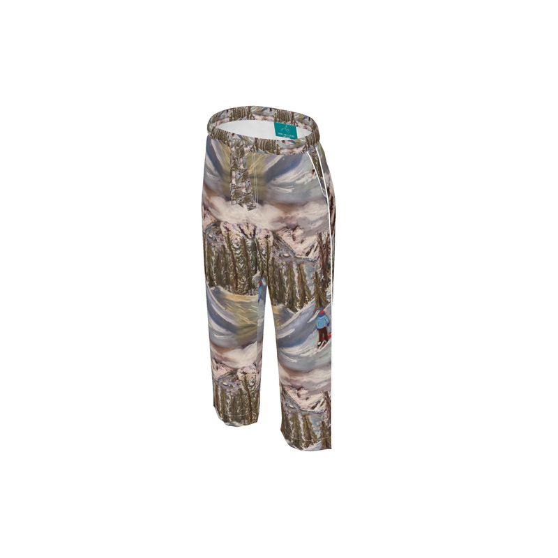 Lonely Skier in the Woods Womens Luxury Pijama Trousers