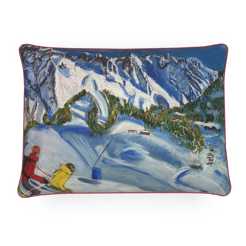 The Skiing in Courmayeur Big Rectangular Cushion