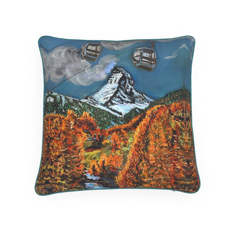 The Big Square Matterhorn in Autumn Cushion with Piping