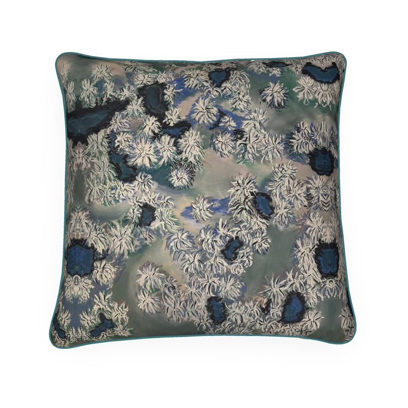 The Snowy Trees seen from Above Big Rectangular Cushion with Piping