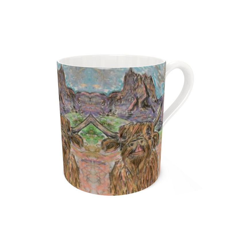 Cow in Val Gardena Fine Bone China Mug/ Tea Mug/ Coffee Mug/ Housewarming Gift/ Christmas Gift/ Stocking Fillers.