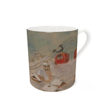Load image into Gallery viewer, A fine bone china mug with a small Tyrolian town/ ski town mug/ cable car mug/ ski mug/ tea cup/ coffee mug
