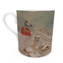Load image into Gallery viewer, A fine bone china mug with a small Tyrolian town/ ski town mug/ cable car mug/ ski mug/ tea cup/ coffee mug

