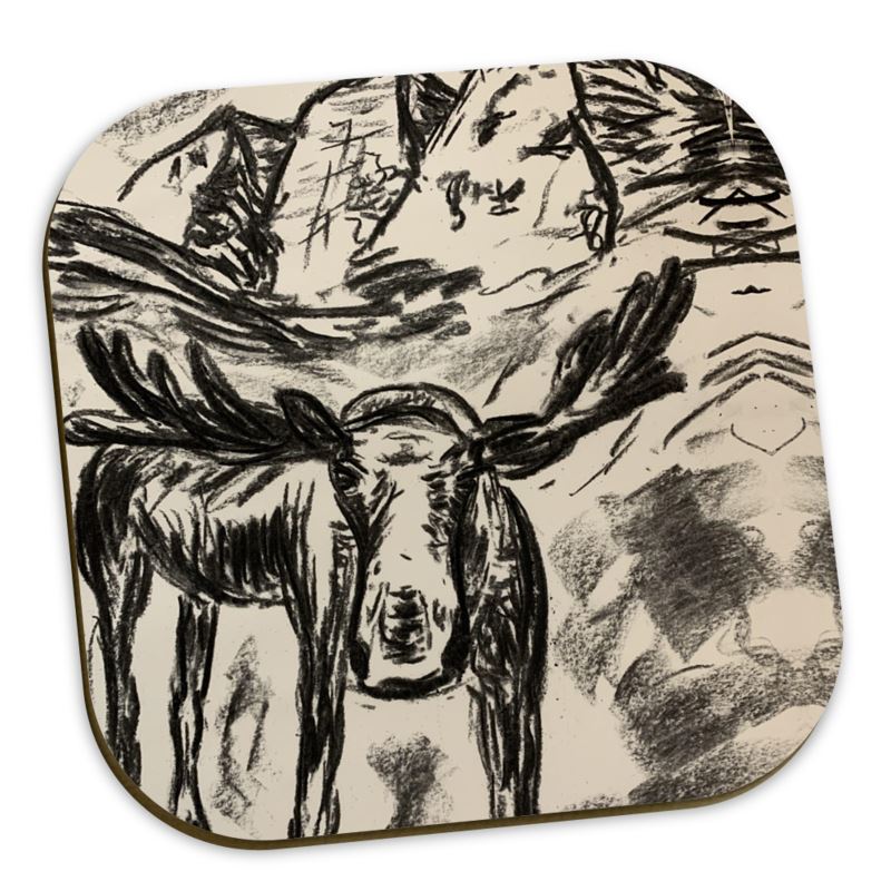 Moose with the Maroon Bells Mountains Coasters