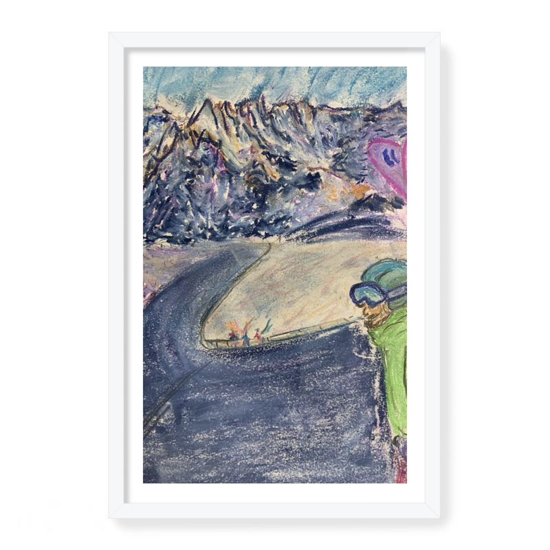 Skier on Mer de Glace from Aiguile du Midi - Framed Art Print